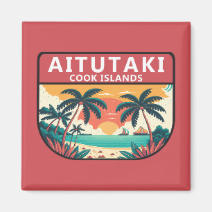 Aitutaki Cook Islands Retro Emblem Magneet