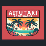 Aitutaki Cook Islands Retro Emblem Poster<br><div class="desc">Aitutaki-vectorkunstontwerp. Aitutaki is een van de Cookeilanden, die zich in het zuidelijke deel van de Stille Oceaan bevinden. Het bestaat uit een hoofdeiland, een turkooislagune en een omringend barrièrerif.</div>