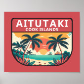 Aitutaki Cook Islands Retro Emblem Poster (Voorkant)