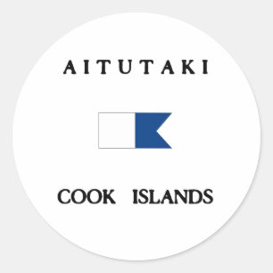 Aitutaki Cookeilanden Alpha duikvlag Ronde Sticker