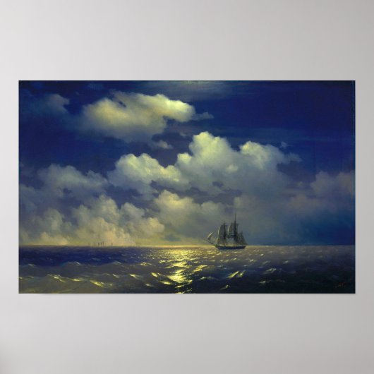 Aivazovsky - Brig Mercury, overwinning op 2 Turkse Poster (Voorkant)