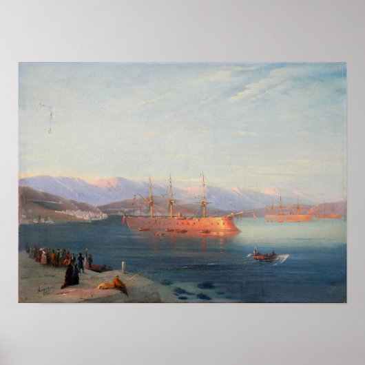 Aivazovsky - Franse schepen die het zwarte Zee afb Poster (Voorkant)