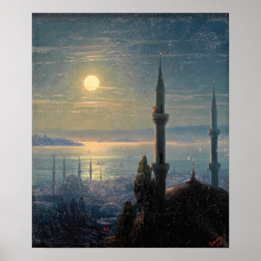 Aivazovsky - Gezicht op Constantinopel 1876 Poster (Voorkant)