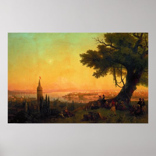 Aivazovsky - Gezicht op Constantinopel bij avond L Poster (Voorkant)