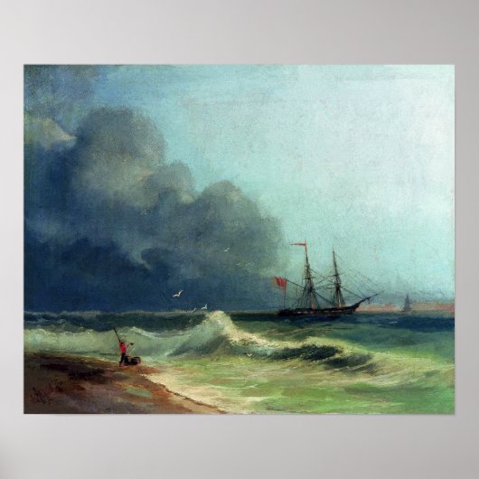 Aivazovsky - het Zee voor het Storm Poster (Voorkant)