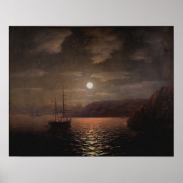 Aivazovsky - Moonlit nacht op het zwarte Zee Poster