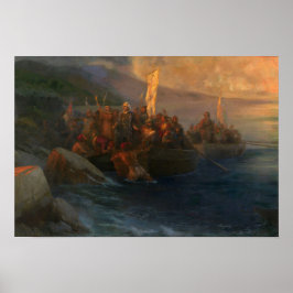 Aivazovsky - Ontschepen van Christoffel Columb.. Poster