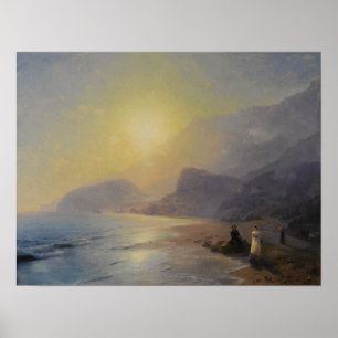 Aivazovsky - Pushkin op de kust Poster