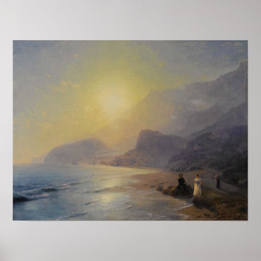 Aivazovsky - Pushkin op de kust Poster (Voorkant)