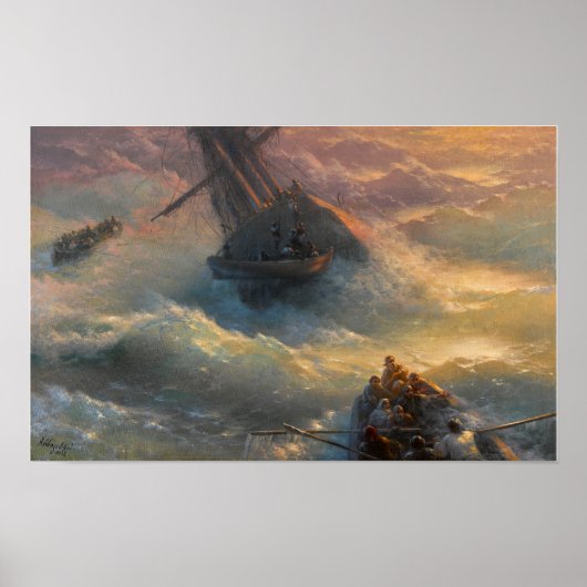 Aivazovsky - Schip dat zijn activiteiten staakt Poster (Voorkant)
