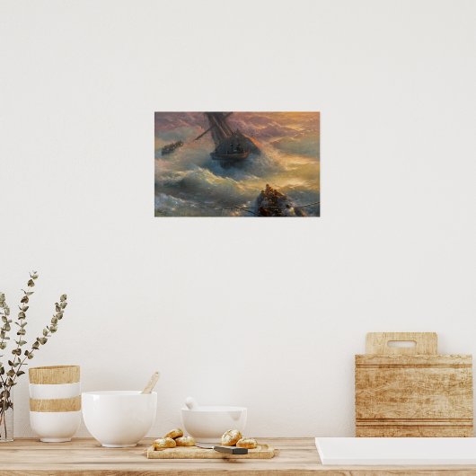 Aivazovsky - Schip dat zijn activiteiten staakt Poster (Keuken)