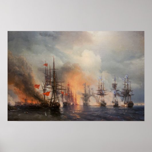 Aivazovsky - Slag bij Sinop Poster (Voorkant)