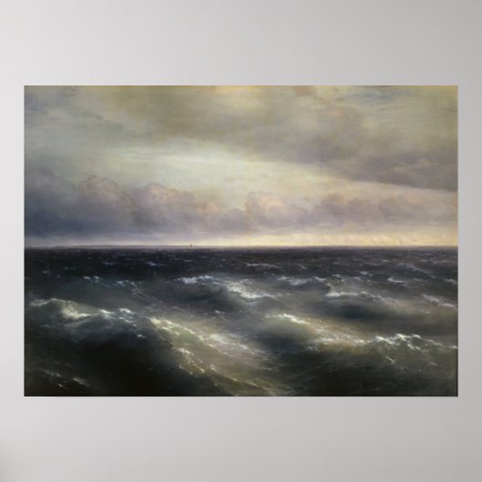 Aivazovsky - Storm begint uit te spelen op de Blac Poster (Voorkant)