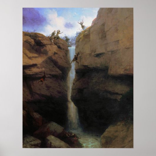 Aivazovsky - strijders met moorden op Gunib Poster (Voorkant)