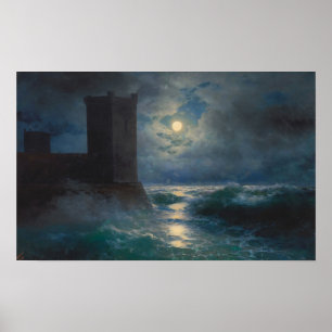 Aivazovsky - Towers uit Genua in het zwarte Zee Poster