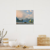 Aivazovsky - Zee-engte met de vuurtoren Poster (Keuken)