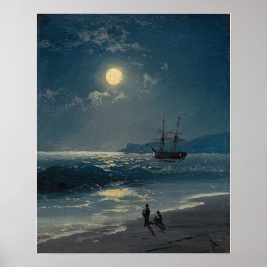 Aivazovsky - Zeilschip Op Een Rustige Zee Bij Mane Poster (Voorkant)