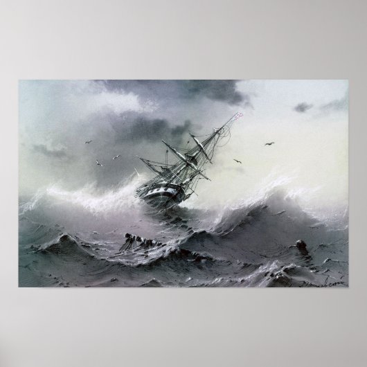 Aivazovsky - Zinkend schip Poster (Voorkant)