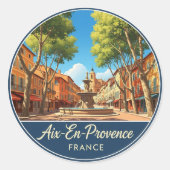 Aix-en-Provence Frankrijk Reizen Ronde Sticker (Voorkant)