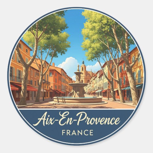 Aix-en-Provence Frankrijk Reizen Ronde Sticker (Voorkant)