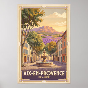 Aix en Provence Frankrijk Vintage Retro Reizen Poster