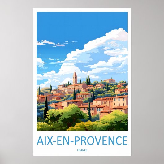 Aix En Provence Vintage Reisposter Ski Nationaal Poster (Voorkant)