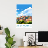 Aix En Provence Vintage Reisposter Ski Nationaal Poster (Thuiskantoor)