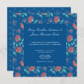 Aiyana Floral Batik Square Weddenschap 3 Kaart (Voorkant / Achterkant)