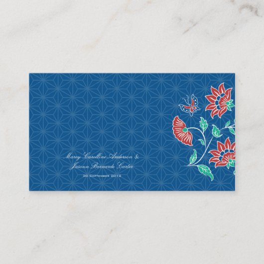 Aiyana Floral Batik Wedding Place Card Plaatskaartje (Voorkant)