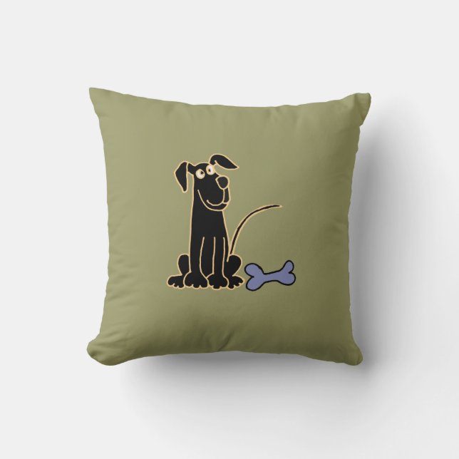 AJ- Cute Black Puppy Dog Pillow Kussen (Voorkant)