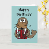 AJ- Grappige het Spelen van Walrussen Cartoon van Kaart (Gele Bloem)