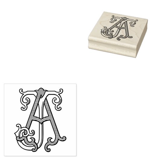 AJ Monogram JA Monogram Rubber Inkt Stamp Rubberstempel (Gestempeld)