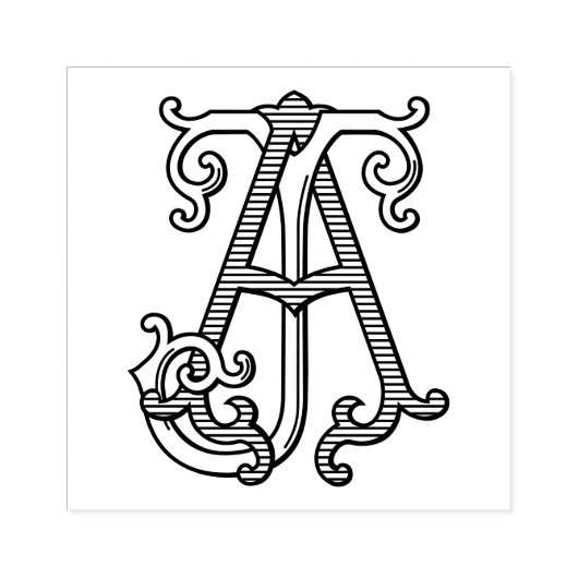 AJ Monogram JA Monogram Rubber Inkt Stamp Rubberstempel (Afrduk)
