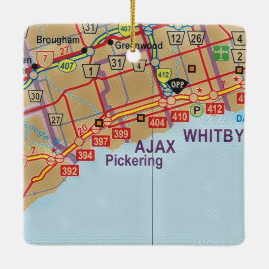 Ajax Ontario Painted Map Keramisch Ornament (Achterkant)