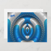 AJAY Bright!~ Blue 3D Fractal Design ~ Briefkaart (Voorkant / Achterkant)