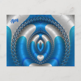 AJAY Bright!~ Blue 3D Fractal Design ~ Briefkaart