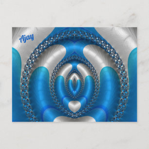 AJAY Bright!~ Blue 3D Fractal Design ~ Briefkaart