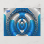 AJAY Bright!~ Blue 3D Fractal Design ~ Briefkaart (Voorkant)