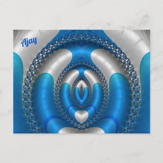 AJAY Bright!~ Blue 3D Fractal Design ~ Briefkaart (Voorkant)