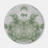 AJAY ~ White en Green ~ Stunning Design Magnet (Voorkant)
