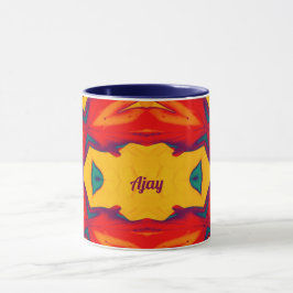 AJAY ~ Zany Pattern ~ Red Blue Yellow and Oranje Mok