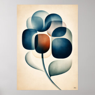 Ajisai Hortensia Japandi Bloem Geometrie Poster