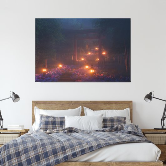 Ajisai no Kaidan (Nacht) Canvas Afdruk (Insitu (Slaapkamer))