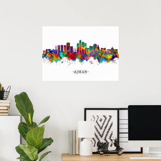 Ajman UAE Skyline Poster (Thuiskantoor)