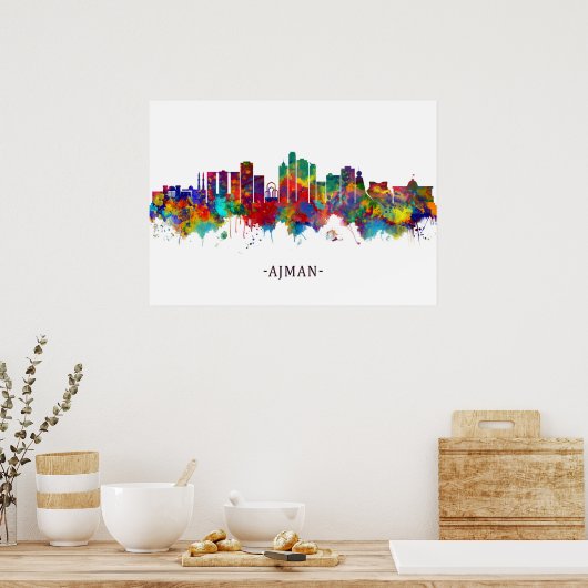 Ajman UAE Skyline Poster (Keuken)