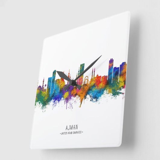 Ajman UAE Skyline Vierkante Klok (Hoek)