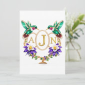 AJN Kolibrie Huwelijk Aangepaste Letters CO Kaart (Staand voorkant)