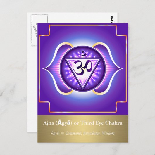 Ajna (Āgyā) of het derde oog chakra Briefkaart (Voorkant / Achterkant)