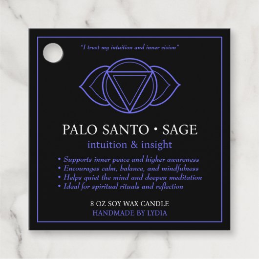Ajna Third Eye Chakra Candle Label (Voorkant)