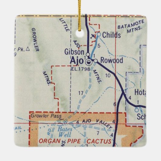 Ajo Arizona Map Keramisch Ornament (Achterkant)